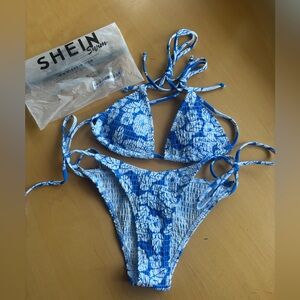 SHEIN Blue Floral Bikini Set